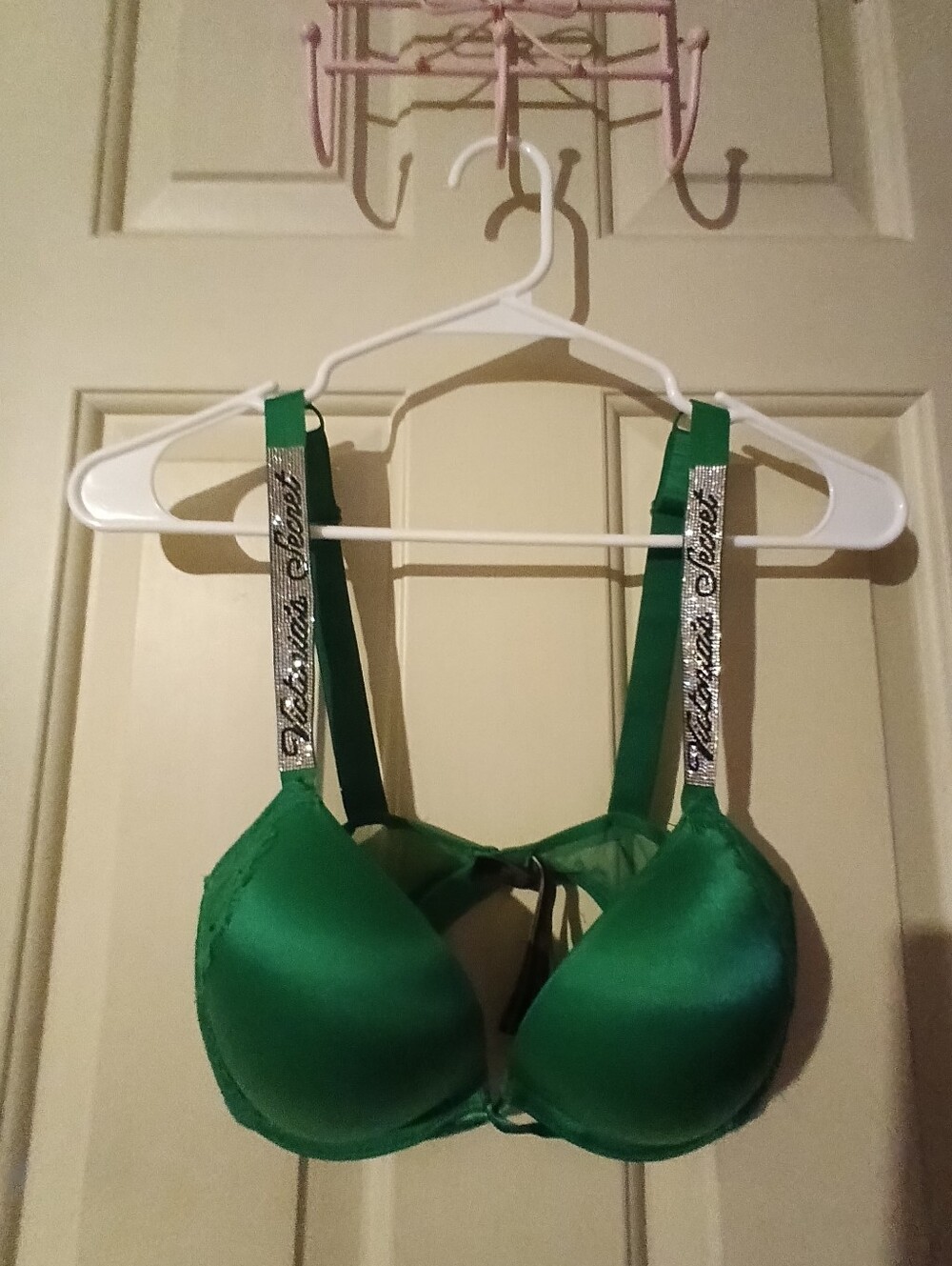 Victoria Secret Bombshell Shinestrap Logo Green  Bra 34C